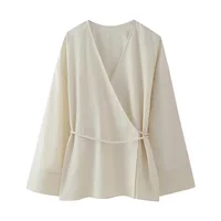 MUJER Kimono Woman Summer Long Sleeve Blouses For Women 2025 Vintage Y2k Top With Ties Loose Elegant And Youth Women's Blouses - Image 5