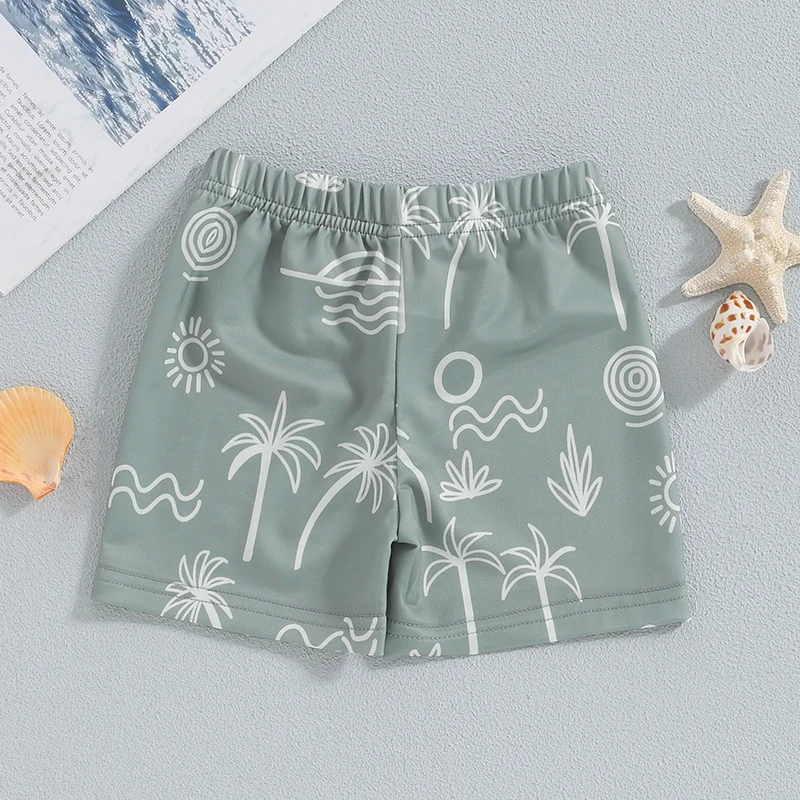 Lioraitiin Toddler Boys Swim Trunks Shell Print Elastic Waist Swim Shorts Little Boys Bathing Suit Swimsuit Toddler Boy Swimwear
