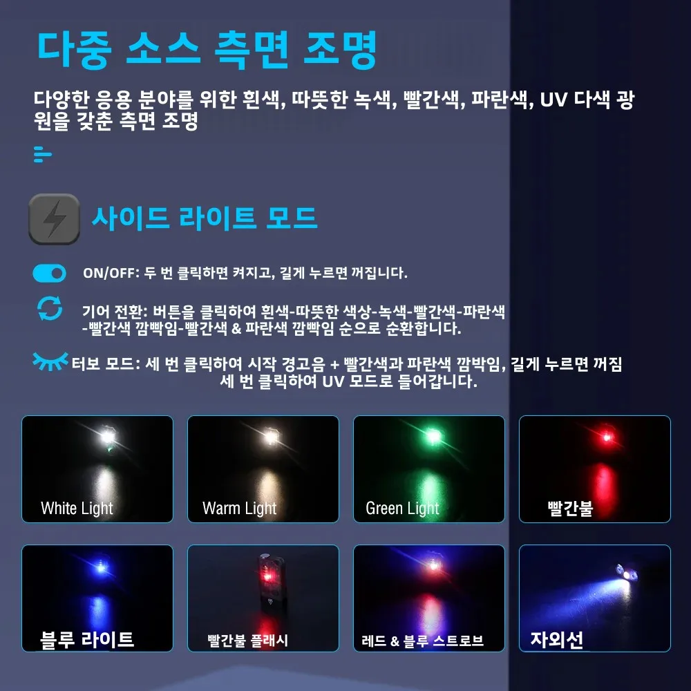 BORUiT V10 EDC LED 손전등 키체인 슈퍼 브라이트 타입-C 충전식 램프 낚시 캠핑 랜턴 UV 라이트 포켓 토치