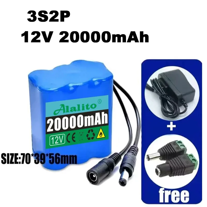 Nwe Portable Super 12V Battery Rechargeable Lithium Ion Battery Pack Capacity DC 12.6v10Ah CCTV Cam Monitor+Charger 20Ah-50Ah 3