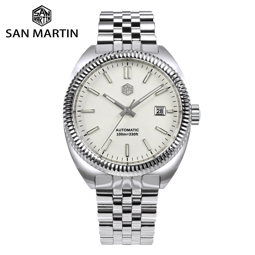 San Martin 40mm Original Design Casual Sport Style Enamel Dial YN55 Luxury Men Automatic Mechanical Watch Sapphire 10ATM BGW-9