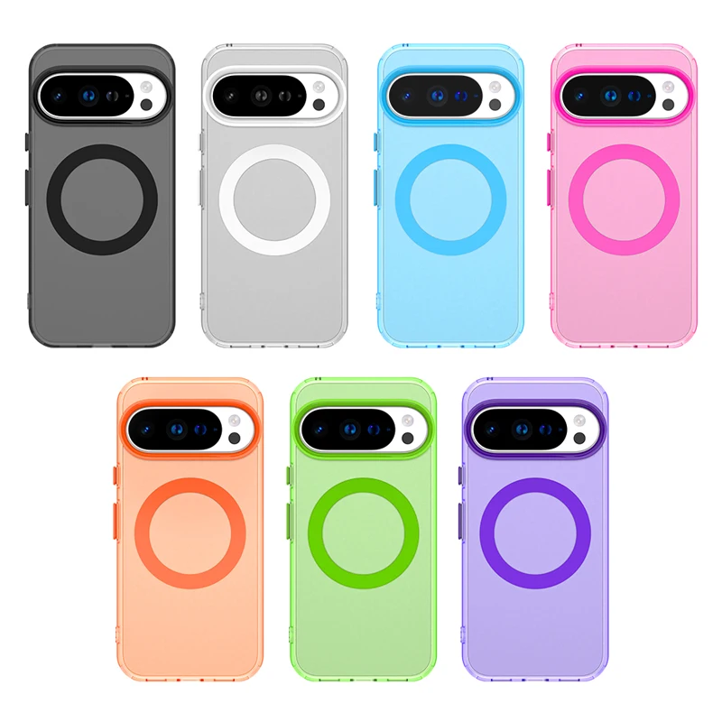 Candy Colour Magnetic Clear Transparent Slim Phone Case with PC Back and TPU Bumper