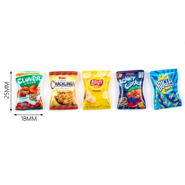 5Pcs 1/6 Scale Miniature Dollhouse Snack Mini Potato Chips Food for Barbies Doll House Pretend Play Kitchen Accessories Toy 1