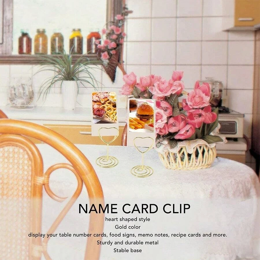 Place Card Holders Mini Table Number Holders Table Card Holders Wedding Heart Shaped Sign Picture Photo Holder 10-50pcs place card holders