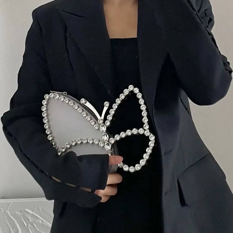 New In Bags For Women Diamond Rhinestone Butterfly Shaped Evening Clutch Bag  Handbags Wedding Purse Lady Dinner Bags