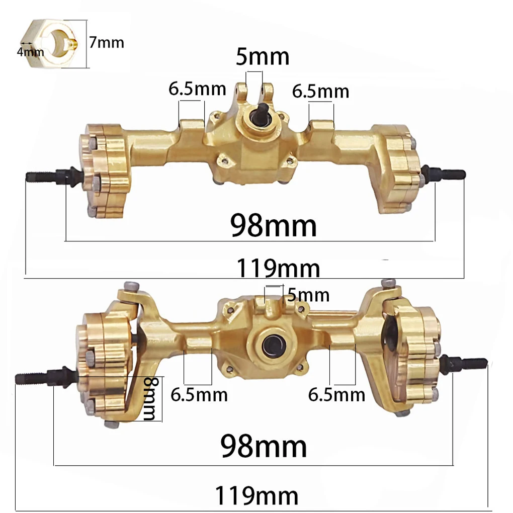 1/24 Brass Complete Front Rear Axle For FMS FCX18 FCX24 RC Car Part RC Car Accessories Replacement Parts RC Upgrade Part