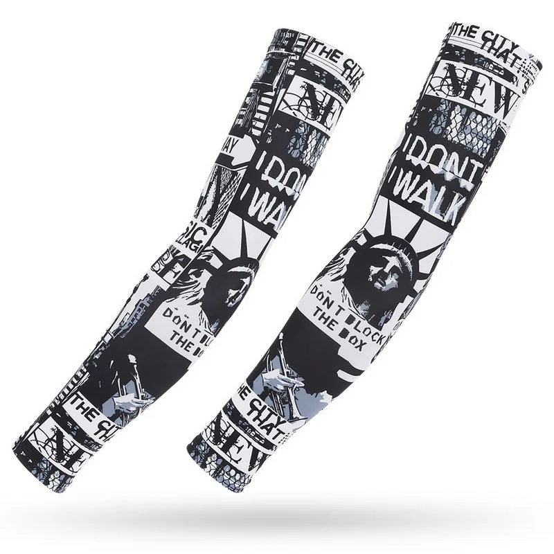 Unisex UV Protection Cooling Tattoo Design Cycling Arm Sleeves
