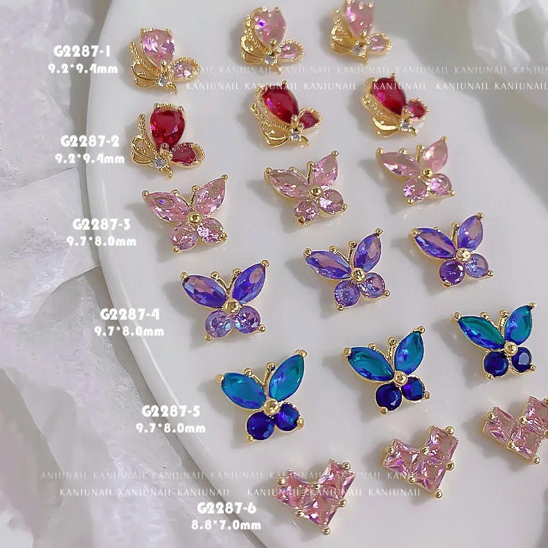 

30pcs Unicorn Pink Butterfly Nail Crystal Accessories Dreamy Alice Style Butterfly Zircon Diamonds Manicure Lavish Embellishment