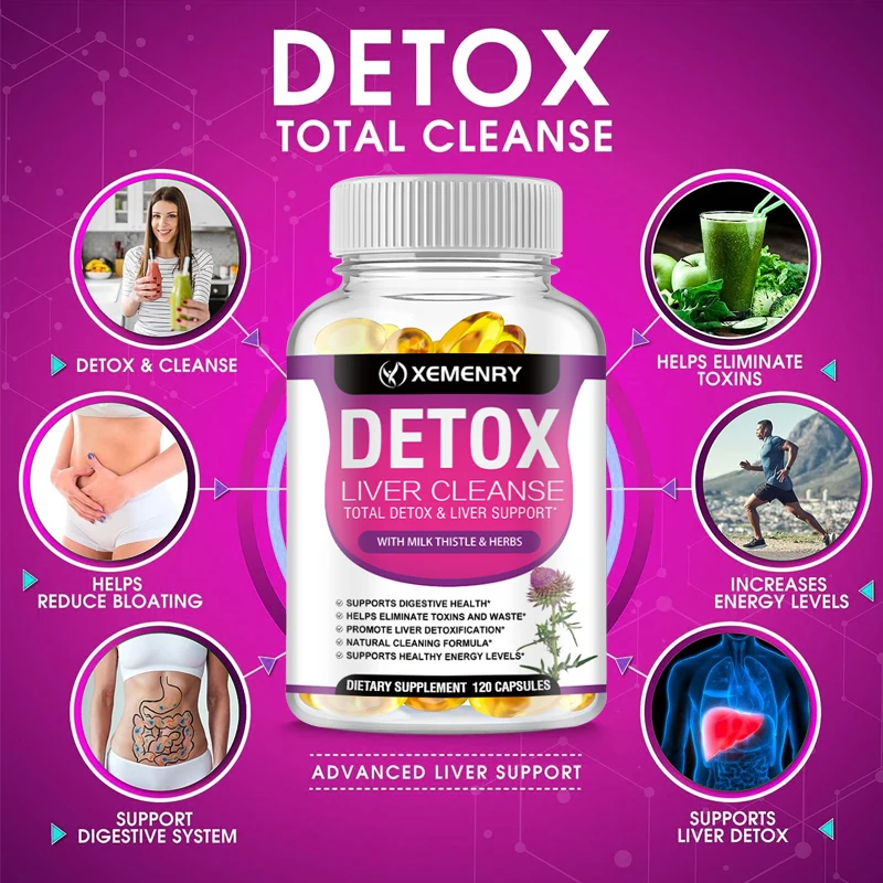 Liver Detox Supplement Liver Cleanse Capsules with Milk Thistle Dandelion Support Liver Detoxification Improve Function Anti-oxidation