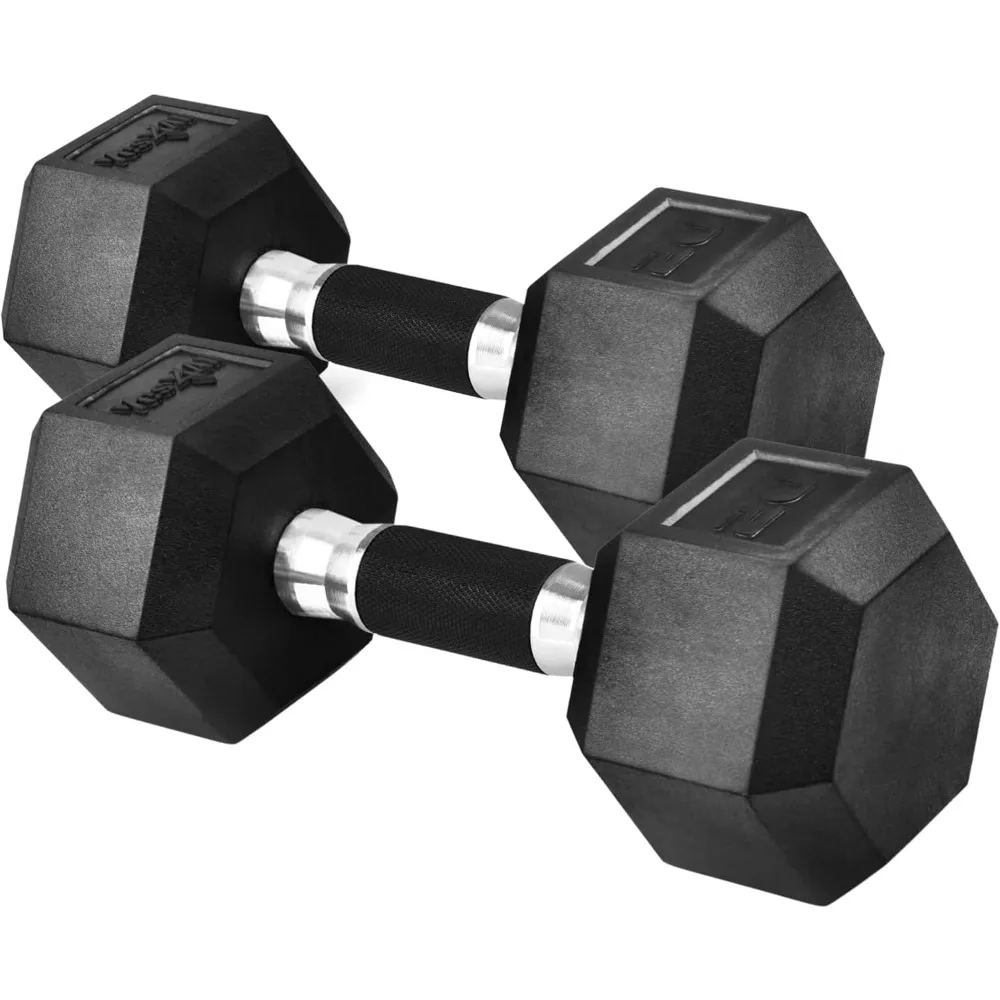 10-150-lbs-set-rubber-encased-exercise-fitness-hex-dumbbell-hand-weight-with-anti-slip-for-strength-training