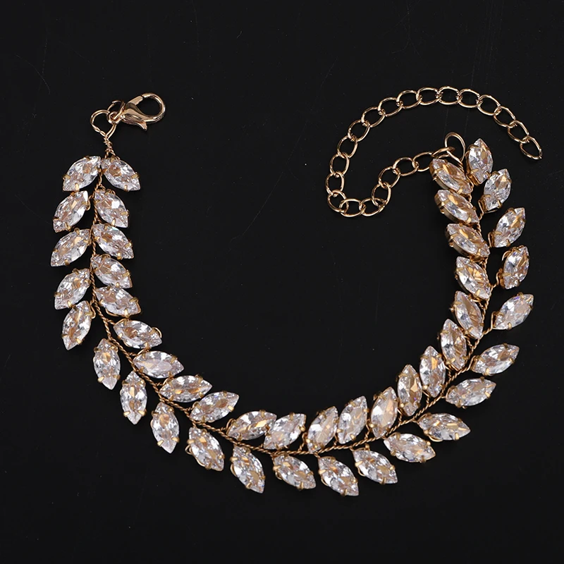 Wedding Bridal Cubic Zirconia Crystal Tennis Bracelet Jewelry Women Brides Bracelets Set Gold Silver Gold Jewelry
