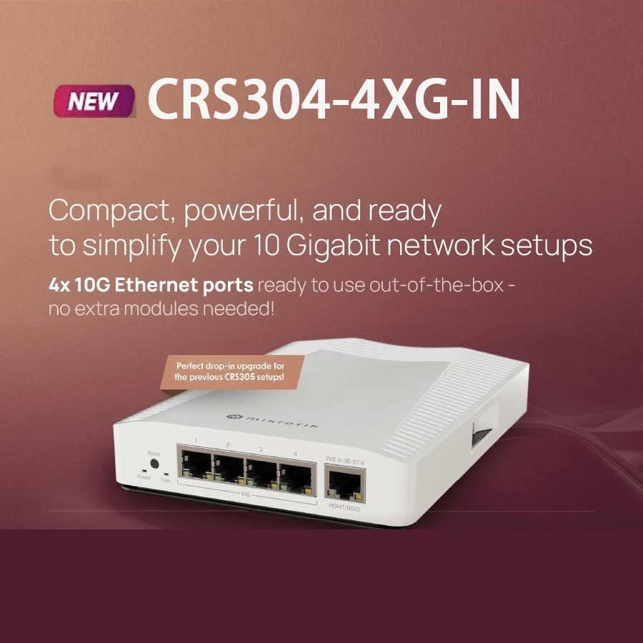 Mikrotik CRS304-4XG-IN (10GbE) : MikroTik (CRS304-4XG-IN) 10 Gigabit Ethernet Switch