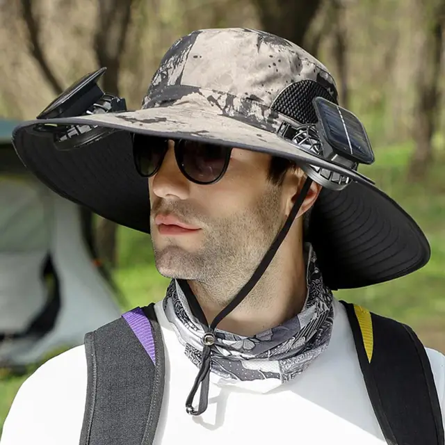 2025 Solar Fan Sun Hat - Ultralight Wide Brim Hat With USB Charging & UPF 50+ Sun Protection