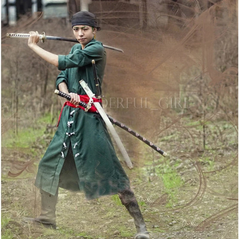 Roronoa Zoro Cosplay Kostüm Grün Uniform Outfit Halloween Erwachsene Karneval S-XL 6