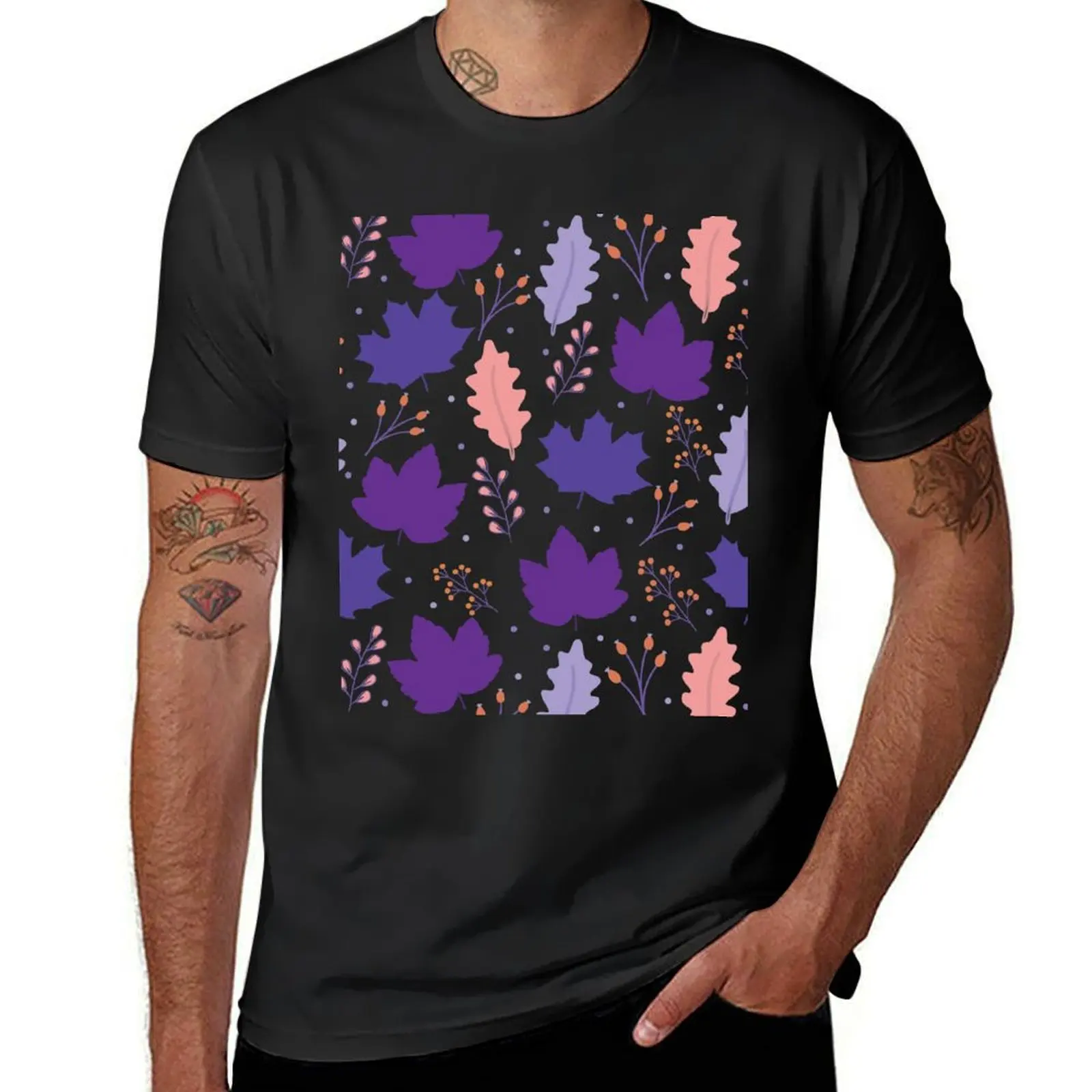 

Purple Fall Leaves Pattern T-shirt shirts graphic tees customizeds quick-drying mens tall t shirts