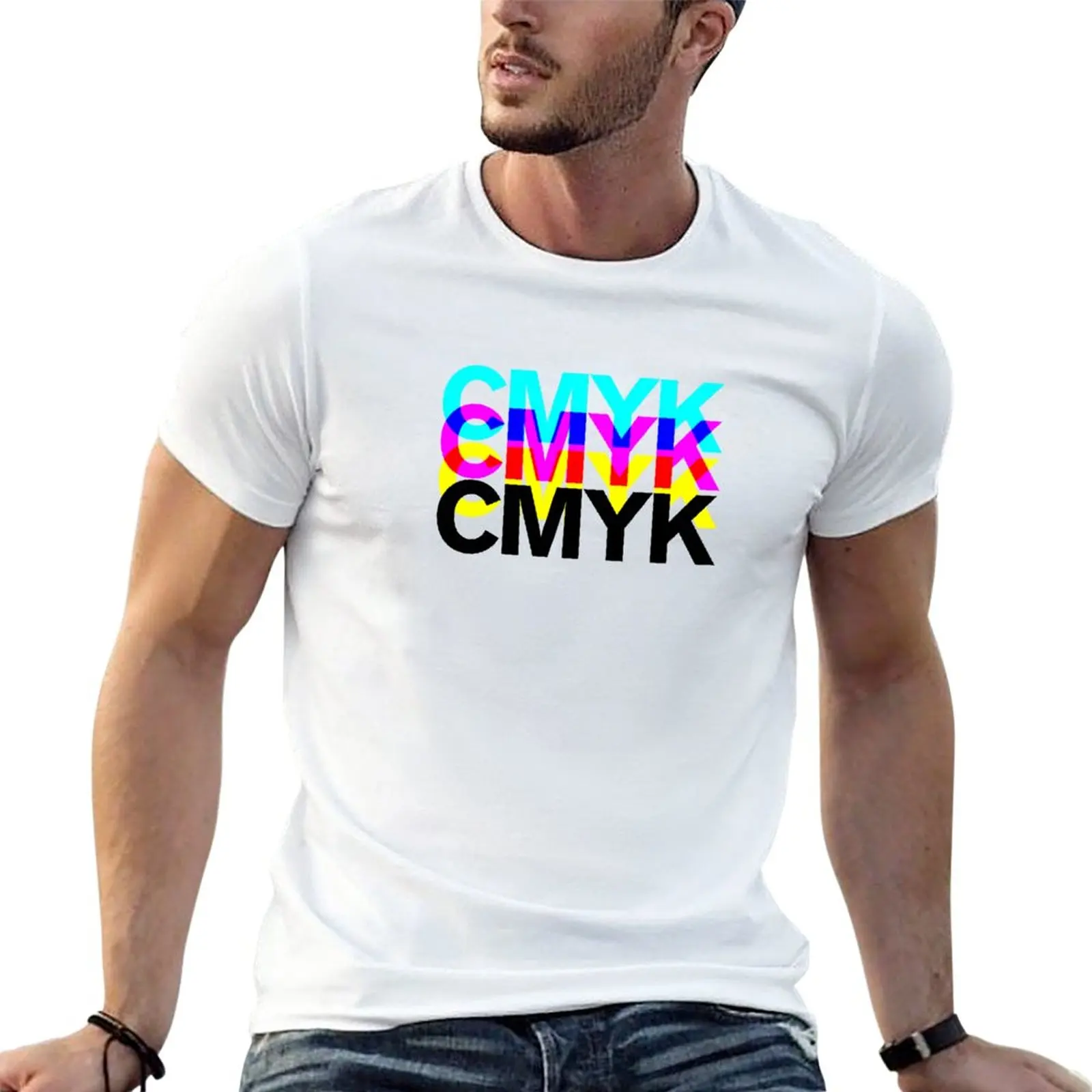 

CYMK ON WHITE T-Shirt cute tops graphics funnys plain Men's t shirts
