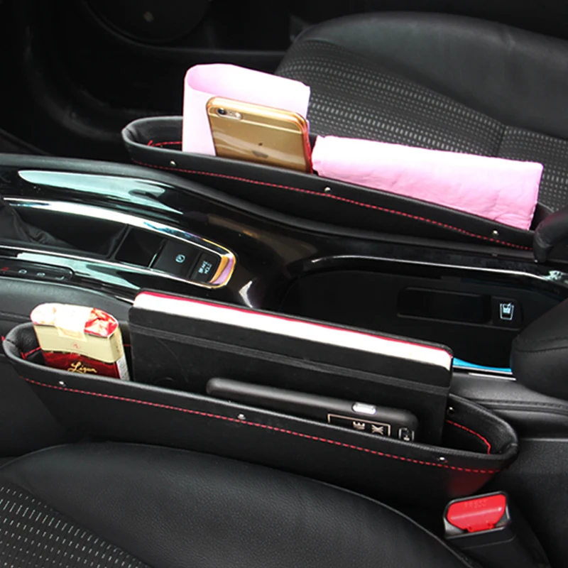 

1PC Car Seat Slit Gap Storage Organizer Pocket PU Leather Car Seat Gap Filler Phone Holder Keys Glasses Wallet Cards Cables Bag