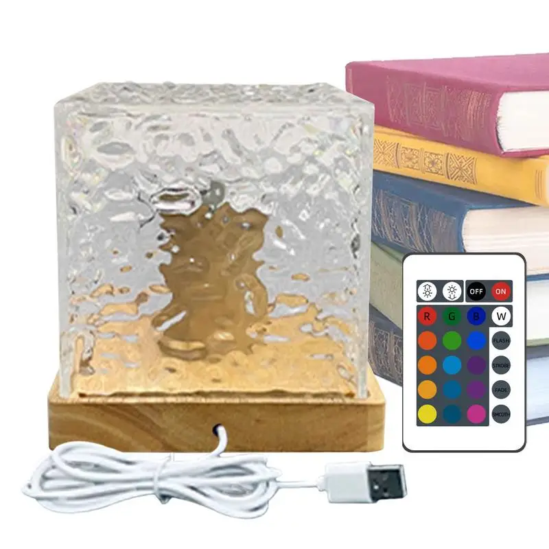 

Ночник с эффектом воды, искусственная кожа, 16 цветов, акриловая лампа с дистанционным управлением, новинка, ночник для кабинета, прикроватный столик, журнальный столик
