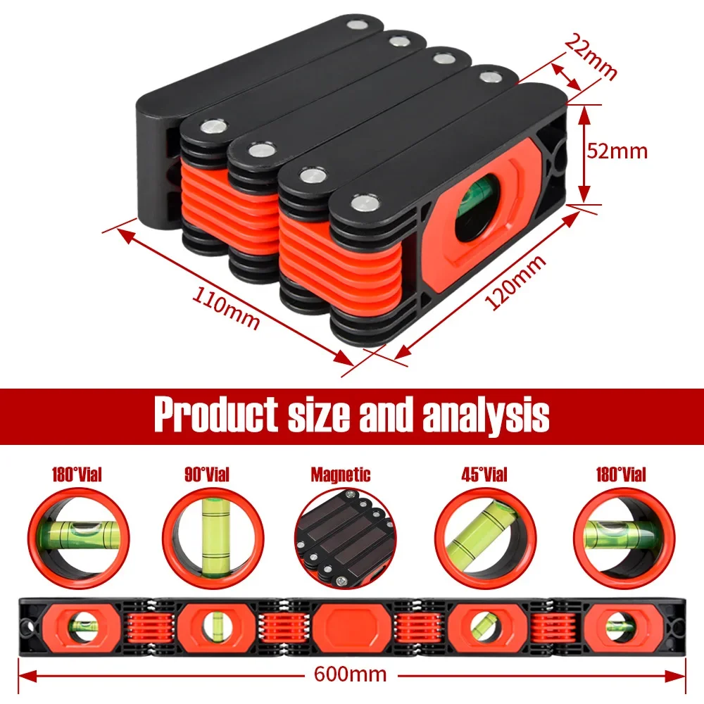 Multi-function folding level, high precision multi-angle building decoration corner measurement, woodworking tools, level