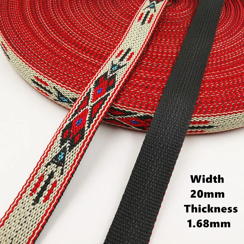 3Yards 10-20MM Retro Jacquard Substantial Thick Webbing Bag Belt Straps Ribbon for DIY Horse Or Big Pet Collar Clothing Sewing