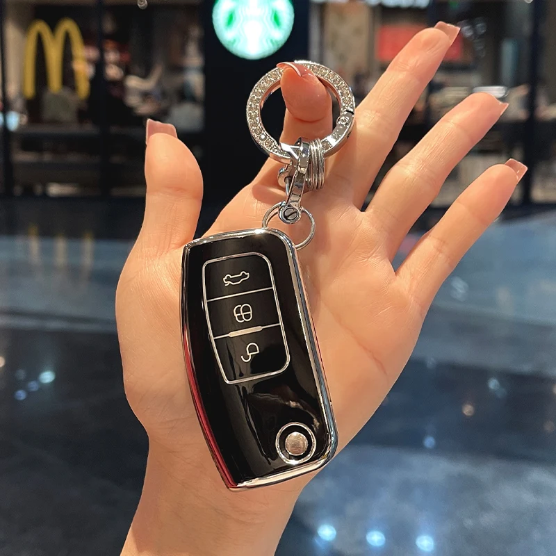 Keyring Car Key Case Cover For Ford Explorer Fiesta Mk8 3 7 Puma Focus