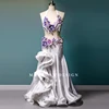 customized belly dance performance costume women's new set white sexy tassel fairy style dress high-end exotic dancewear