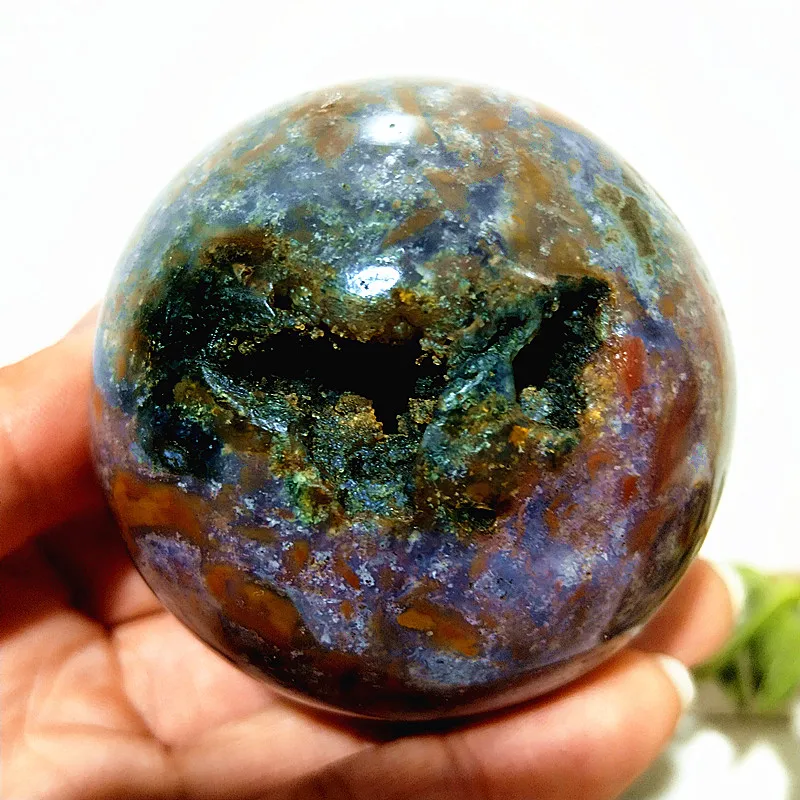 Natural Stone Pretty Ocean Jasper sphere Meditation Spirit Exorcism Feng Shui Crystal Ball Home Room Decoration Reiki Healing 4