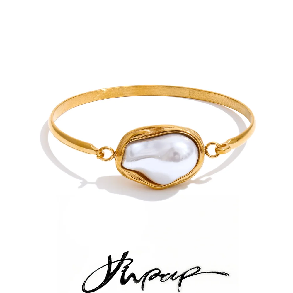 Yhpup 60mm Baroque Imitation Pearls Bracelet for Women