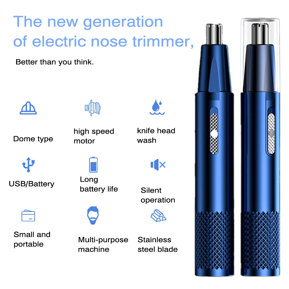 Electric rechargeable multi-kinetic two-in-one unisex fully automatic washable nose hair clipper trimmer