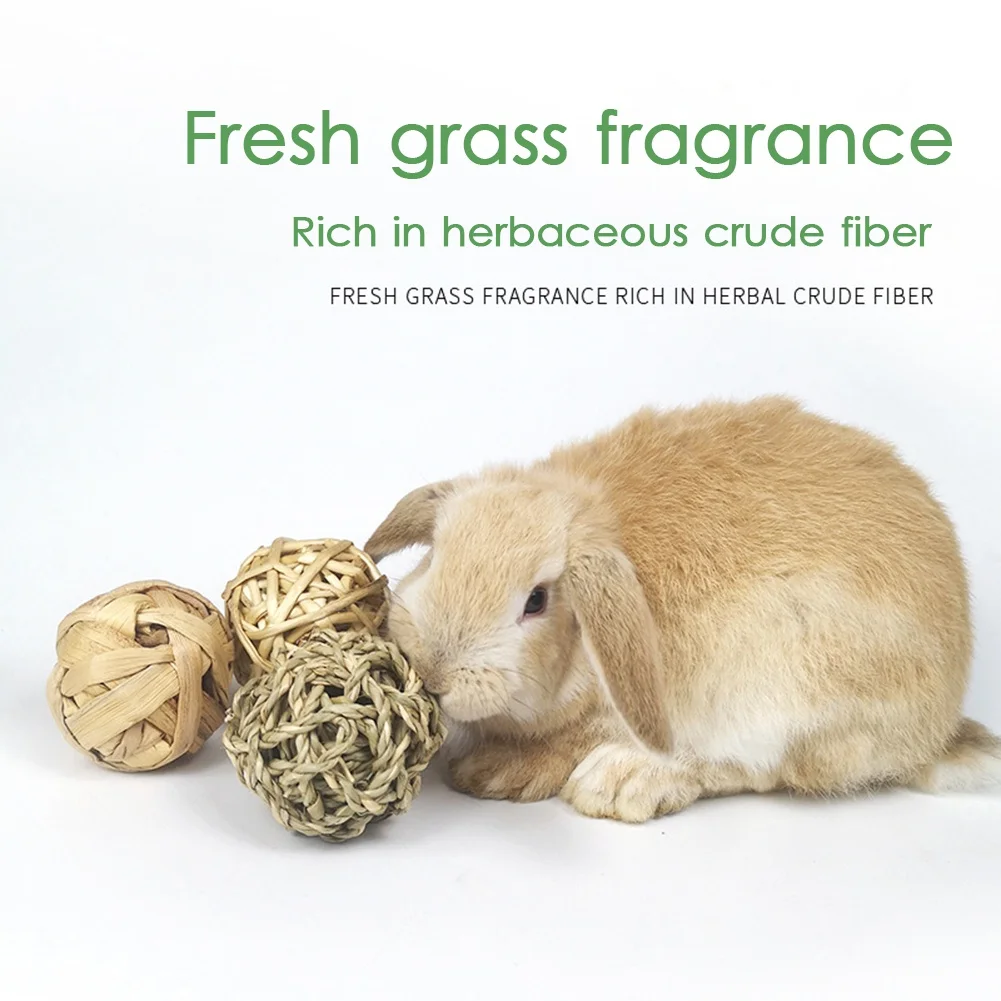 Rabbit Ball Toys Bunny Treats Toys For Teething Small Animal Chew Toys Grass Ball For Hamster Rabbits Guinea Pigs Pet Toy 3