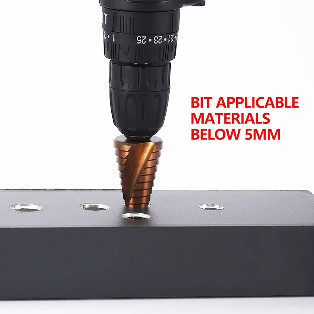 M35 HSS-Co Cobalt Step Drill Bit 1/4 Inch 3-13mm Hex Shank Woodworking Bit Hole Saw Milling Cutter HSS-Co Cobalt Step Cone Drill