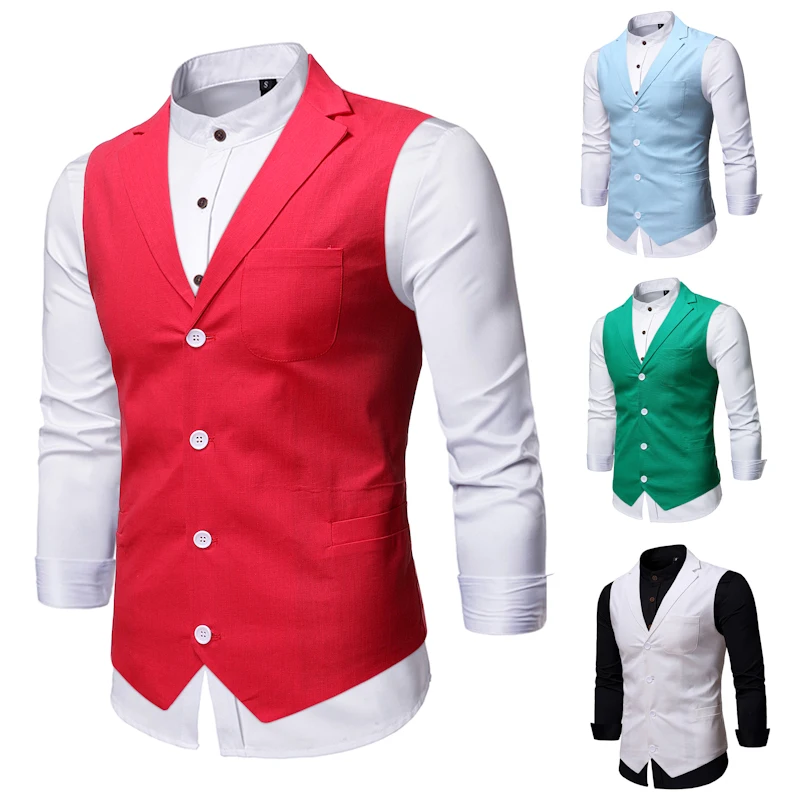 2024 New Grey Dress Vests Slim Fit Mens Suit Vest Casual Sleeveless Waistcoat Gilet Homme Formal Business Jacket Male