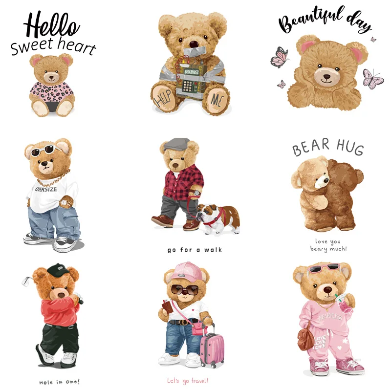 9piece Iron-On Transfers Patches for T-Shirt Decal Self Adhesive Patches