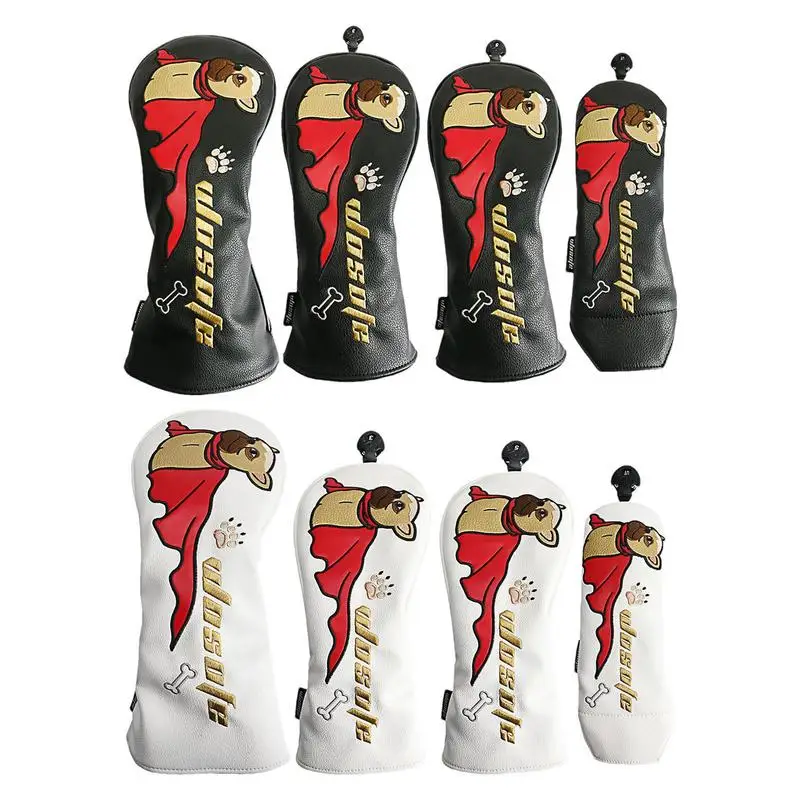 

4pcs/set Golf Headcover French Buldog Pattern Golf Head Cover For Wooden Club Cover Golf Club Cover PU Leather Protector