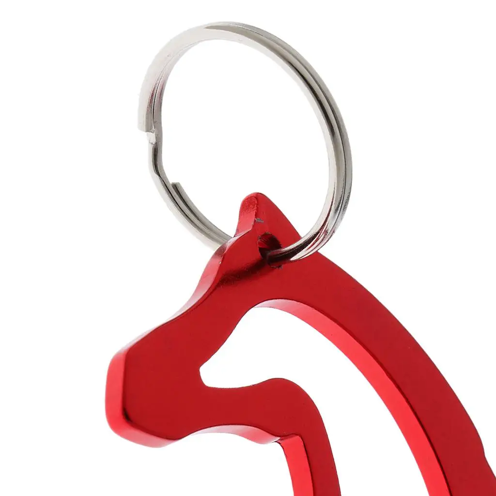 Portable Aluminum Alloy Horse Head Pattern Bottle Opener with Key Ring Keychain