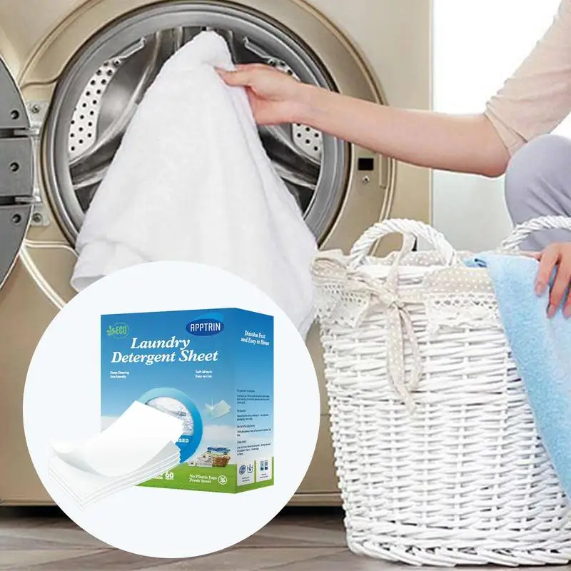 Eco Friendly Laundry Detergent Soap Sheet 60 Pcs/lot Plastic Free Concentrated Washing Strong Laundry Gadget For Washing Machine