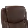 Executive Office Chair High Back Ergonomic Lumbar Support Memory Foam Brown Bonded Leather Big & Tall Design Wood Frame Sturdy & 5