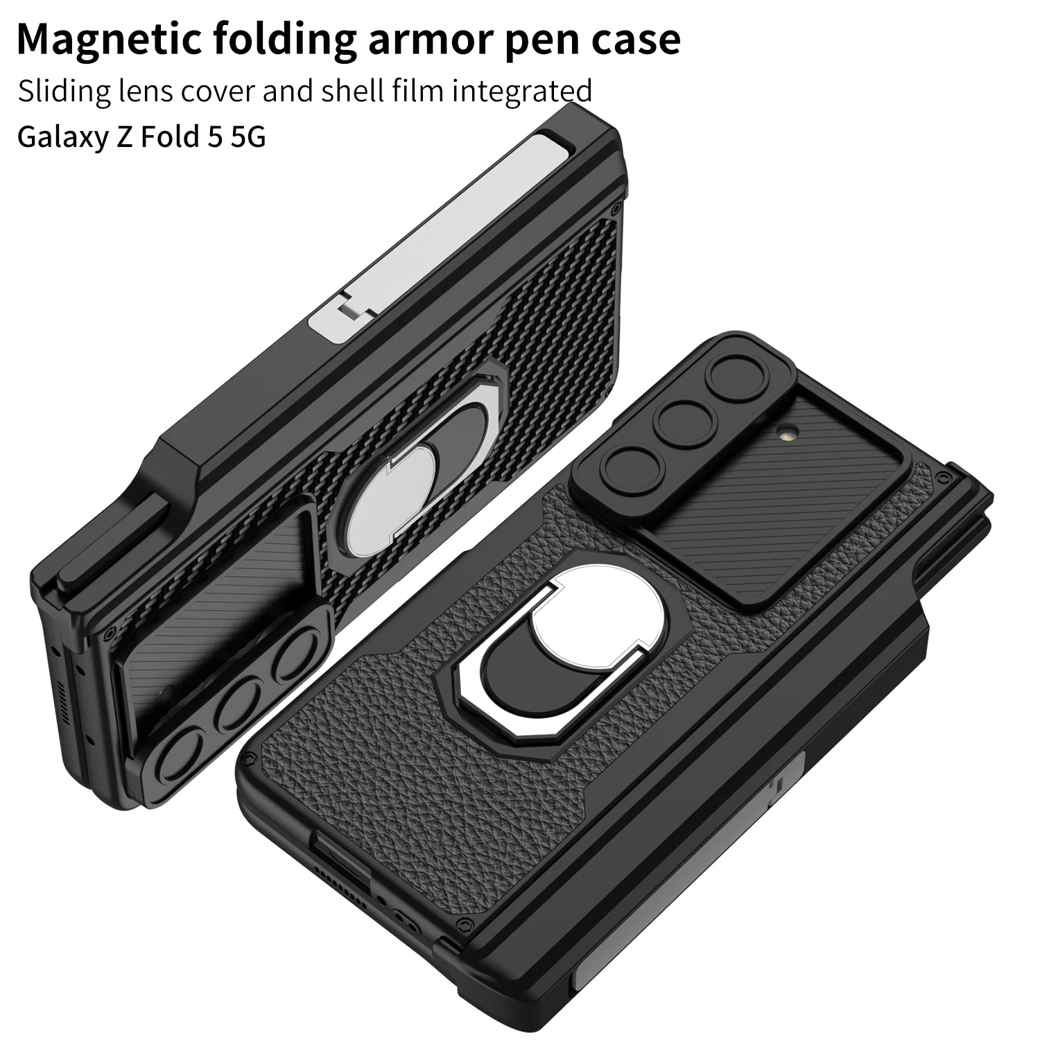 Shockproof Sheepskin Leather Case For Samsung ZFold5 Case With S Pen Slot Case Silde Len Protection For Z Fold 5 Case With Pen