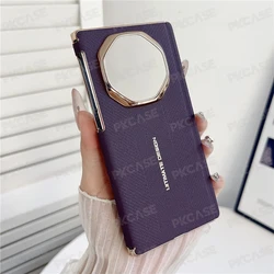 Ultra Thin Shockproof Leather Phone Case with Electroplated Dual - Hinge Guard Protection for Huawei Mate XT Ultimate (Purple)