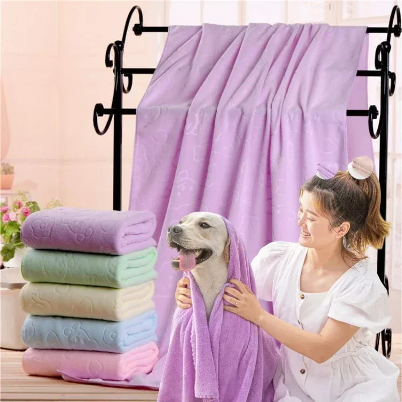 Pet Bath Towel 140X70CM Oversized Microfiber Strong Absorbing Water Dog Golden Retriever Teddy General Pet Supplies