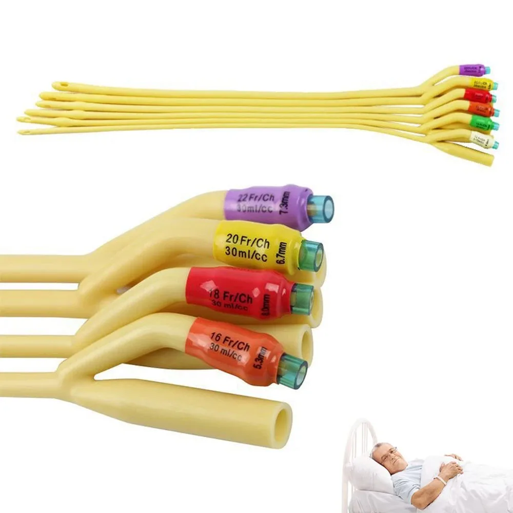 Urinary Catheter 5pcs 2way Balloon Latex Foley Catheter Sterilized Urethral Latex Catheter with Soft Valve Disposable Sterile Male 8FR-22FR