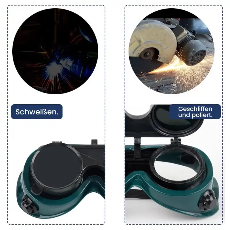 Dual-flip UV Rays Fold-up Welding Goggles Large View Screen Electric Welding Protective Glasses for Arc Grinding Cutting