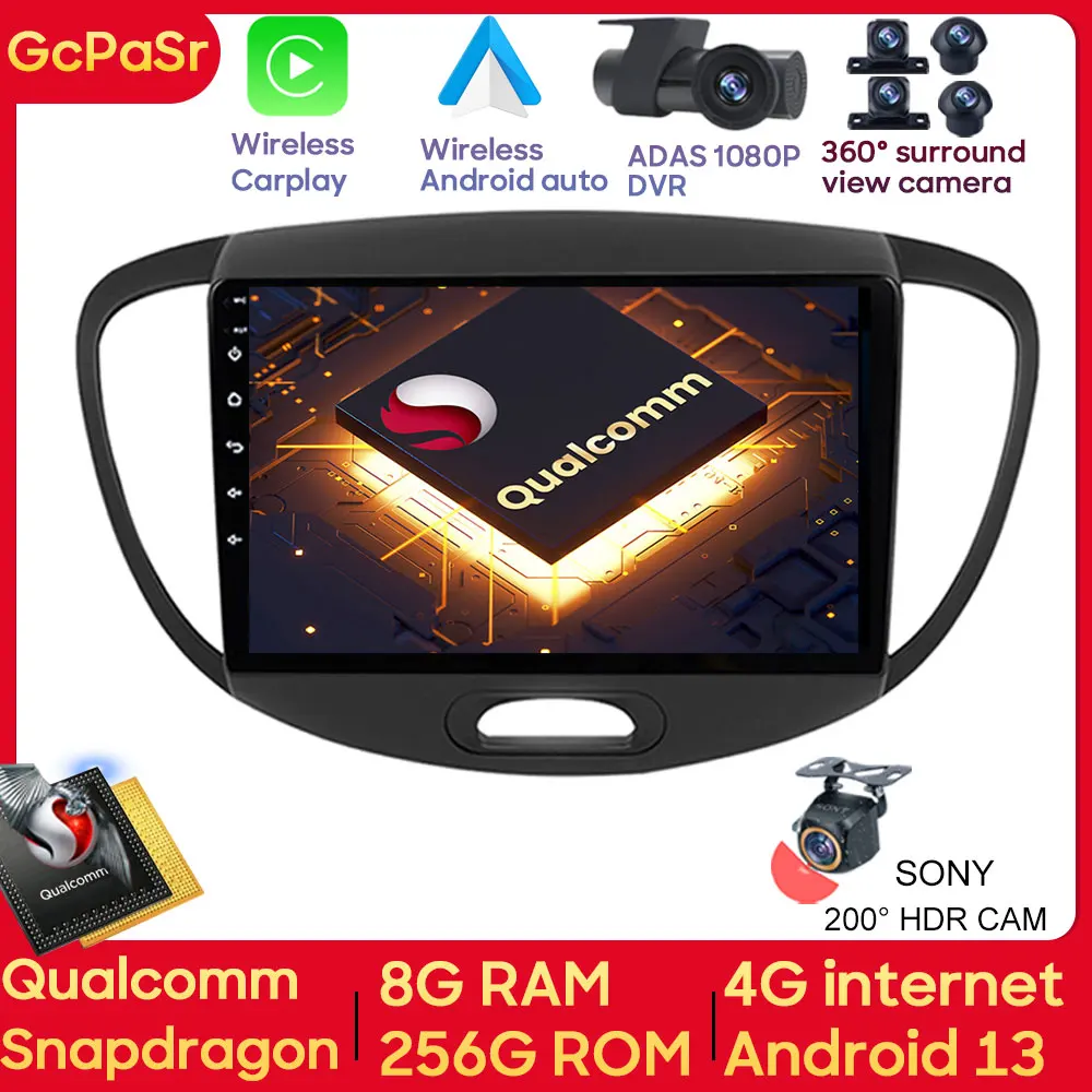 

Система Qualcomm Android для Hyundai i10 2007-2013, автомобильное радио, мультимедийный плеер, навигация, GPS, головное устройство, Wi-Fi, HDR, QLED экран