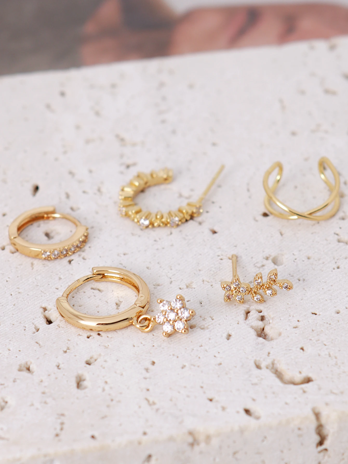 5PCS Ladies Flower Branch Star Pendant Earring Set