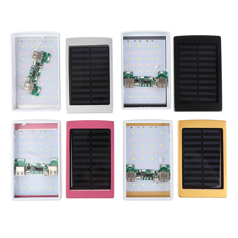 5V/1A 2A Portable Design Dual USB LED Light 5-Cell 18650 Battery Charger Box Solar Power Bank DIY Case Kit Alloy Accessories 1PC |