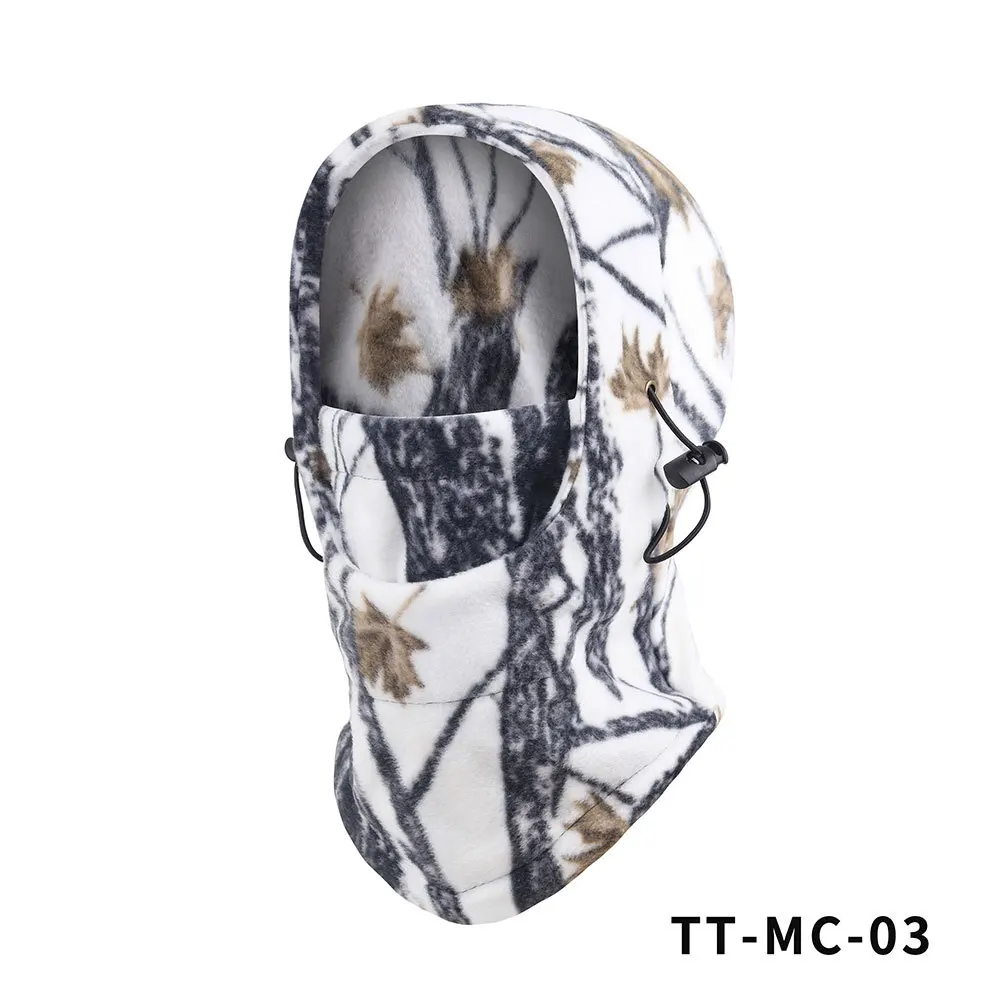 Winter Outdoor Windproof Whole Head Fleece Headgear Keep Warm Hat CS Hunting Fishing Bionic Camouflage Cap Cycling Face Mask