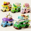 NEW DIY Coffee Car Buns Food Truck Ice Cream Store Flower Street View Building Blocks Kit Girls Bricks Model Kids Toy Children