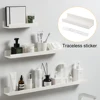 Bath Storage Rack Wall Shelves Floating Wall Holder For Kitchen Bathroom No Drill Mirror Metal Shower Organizer Home Accessories 1