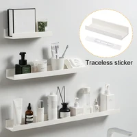 Bath Storage Rack Wall Shelves Floating Wall Holder For Kitchen Bathroom No Drill Mirror Metal Shower Organizer Home Accessories 1