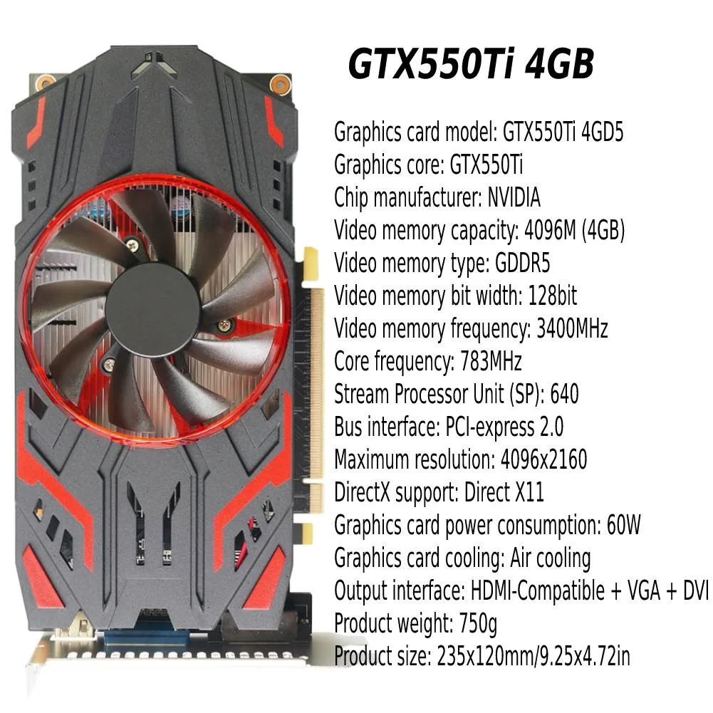 gpu pc GTX550Ti 1/2/3/4/6GB GDDR5 PCI-Express 2.0 NVIDIA PCI-express2.0 Computer Graphic Card Gaming Graphic Cards with Cooling Fans good video card for gaming pc Graphics Cards